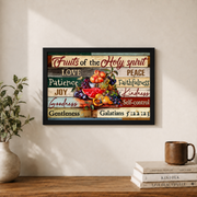 Fruit Of The Spirit Christian Wall Art, Inspirational Fruit Painting Poster - Format: Black Framed Poster