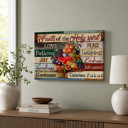 Fruit Of The Spirit Christian Wall Art, Inspirational Fruit Painting Poster - Format: Stretched Canvas