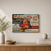Fruit Of The Spirit Christian Wall Art, Inspirational Fruit Painting Poster - Format: Stretched Canvas