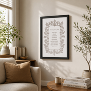 Fruit Of The Spirit Christian Wall Art, Neutral Brown Scripture Poster - Format: Black Framed Poster
