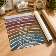 Fruit Of The Spirit Kids Boho Rainbow Bible Verse Wall Art, Galatians 5:22-23 Nursery Church Sunday School Homeschool Room Poster Wall Art, Modern Wall Decor, 8x12 UNFRAMED - Format: Rolled Canvas