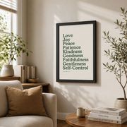 Fruit Of The Spirit Wall Art Galatians 5:22-23 Sage Green Christian Bible Verse Poster Living Room Bedroom Decor - Format: Black Framed Poster