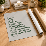 Fruit Of The Spirit Wall Art Galatians 5:22-23 Sage Green Christian Bible Verse Poster Living Room Bedroom Decor - Format: Rolled Canvas