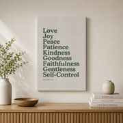 Fruit Of The Spirit Wall Art Galatians 5:22-23 Sage Green Christian Bible Verse Poster Living Room Bedroom Decor - Format: Stretched Canvas