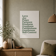 Fruit Of The Spirit Wall Art Galatians 5:22-23 Sage Green Christian Bible Verse Poster Living Room Bedroom Decor - Format: Unframed Paper Poster