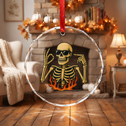 Funny 67 Skeleton Ornament with Unique Number Design Glass Ornament - Material: Circle Glass Ornament