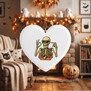 Funny 67 Skeleton Ornament with Unique Number Design Glass Ornament - Material: Heart Ceramic Ornament