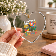 Funny Autism Awareness Heart Ornament for Grandson Glass Ornament - Material: Heart Glass Ornament