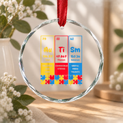 Funny Autism Chemistry Periodic Table Ornament Glass Ornament - Material: Circle Glass Ornament