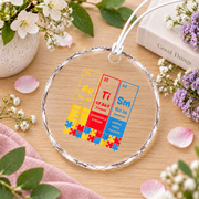 Funny Autism Chemistry Periodic Table Ornament Glass Ornament - Material: Circle Glass Ornament