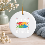 Funny Autism Puzzle Piece Kids Ornament Glass Ornament - Material: Circle Ceramic Ornament