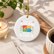 Funny Autism Puzzle Piece Kids Ornament Glass Ornament - Material: Circle Ceramic Ornament