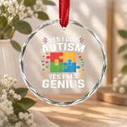 Funny Autism Puzzle Piece Kids Ornament Glass Ornament - Material: Circle Glass Ornament