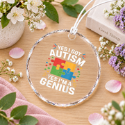 Funny Autism Puzzle Piece Kids Ornament Glass Ornament - Material: Circle Glass Ornament