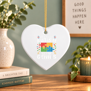 Funny Autism Puzzle Piece Kids Ornament Glass Ornament - Material: Heart Ceramic Ornament