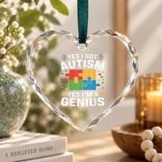 Funny Autism Puzzle Piece Kids Ornament Glass Ornament - Material: Heart Glass Ornament