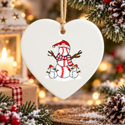 Funny Baseball Santa Gift Glass Ornament - Material: Heart Ceramic Ornament