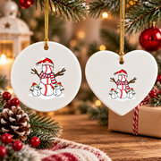 Funny Baseball Santa Gift Glass Ornament - Material: Heart Ceramic Ornament