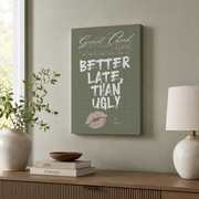Funny Bathroom Wall Art Pink Green Typography Poster Retro Y2K Aesthetic Feminine Room Decor - Format: Stretched Canvas