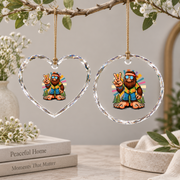 Funny Bigfoot Peace Sign Retro Hippie Glass Ornament - Material: Heart Glass Ornament