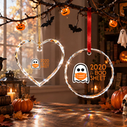 Funny Boo Sheet Ghost Halloween Ornament for Seasonal Decor Glass Ornament - Material: Circle Glass Ornament
