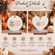 Funny Boo Sheet Ghost Halloween Ornament for Seasonal Decor Glass Ornament - Material: Heart Ceramic Ornament