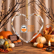 Funny Boo Sheet Ghost Halloween Ornament for Seasonal Decor Glass Ornament - Material: Heart Glass Ornament