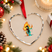 Funny Burning Snowman Christmas Glass Ornament - Material: Heart Glass Ornament