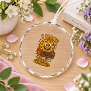 Funny Burnt Cookie Baking Gift For Cookie Lovers Kitchen Decoration Glass Ornament - Material: Circle Glass Ornament