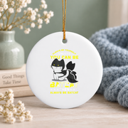 Funny Cat Batcat Superhero Animal Lover Glass Ornament - Material: Circle Ceramic Ornament