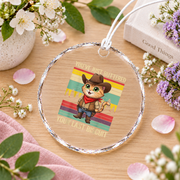 Funny Cat Buttered Biscuit Humor Glass Ornament - Material: Circle Glass Ornament
