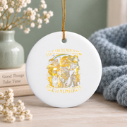 Funny Cat Girls Trip Celebration Glass Ornament - Material: Circle Ceramic Ornament