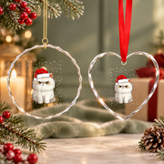 Funny Christmas Grumpy Cat Family Glass Ornament - Material: Heart Glass Ornament