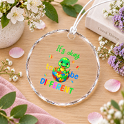 Funny Dinosaur Autism Awareness Ornament Glass Ornament - Material: Circle Glass Ornament