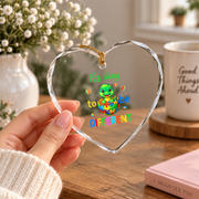 Funny Dinosaur Autism Awareness Ornament Glass Ornament - Material: Heart Glass Ornament