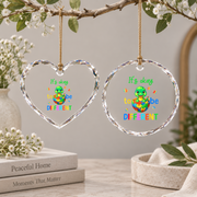 Funny Dinosaur Autism Awareness Ornament Glass Ornament - Material: Heart Glass Ornament