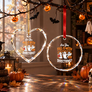 Funny Fall O Ween Teacher Ghost Ornament Glass Ornament - Material: Circle Glass Ornament