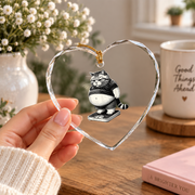 Funny Fat Cat Cute Kitten Glass Ornament - Material: Heart Glass Ornament