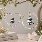 Funny Fat Cat Cute Kitten Glass Ornament - Material: Heart Glass Ornament