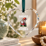 Funny Garden Gnome Gnope Not Before Coffee Glass Ornament - Material: Heart Glass Ornament