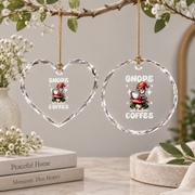 Funny Garden Gnome Gnope Not Before Coffee Glass Ornament - Material: Heart Glass Ornament