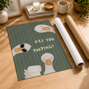 Funny Goose Bathroom Wall Art Sage Green Stripes Poster Cute Animal Restroom Decor Poster UNFRAMED - Format: Rolled Canvas