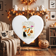 Funny Halloween Ghost Teacher Ornament with Seasonal Theme Glass Ornament - Material: Heart Ceramic Ornament