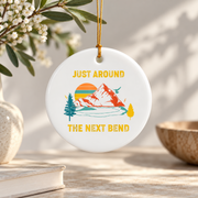 Funny Hiking Camping Adventure Quote Ceramic Ornament - Material: Circle Ceramic Ornament
