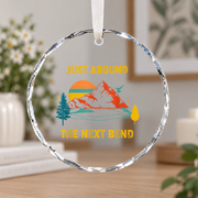 Funny Hiking Camping Adventure Quote Ceramic Ornament - Material: Circle Glass Ornament