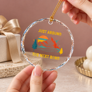 Funny Hiking Camping Adventure Quote Ceramic Ornament - Material: Circle Glass Ornament