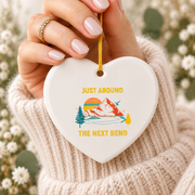 Funny Hiking Camping Adventure Quote Ceramic Ornament - Material: Heart Ceramic Ornament