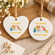Funny Hiking Camping Adventure Quote Ceramic Ornament - Material: Heart Ceramic Ornament