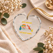 Funny Hiking Camping Adventure Quote Ceramic Ornament - Material: Heart Glass Ornament