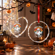 Funny Thirty Birthday Ghost Halloween Ornament for Celebration Glass Ornament - Material: Circle Glass Ornament